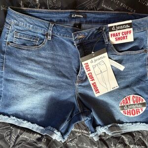 d. jeans Women's Blue Frayed Jean Shorts
